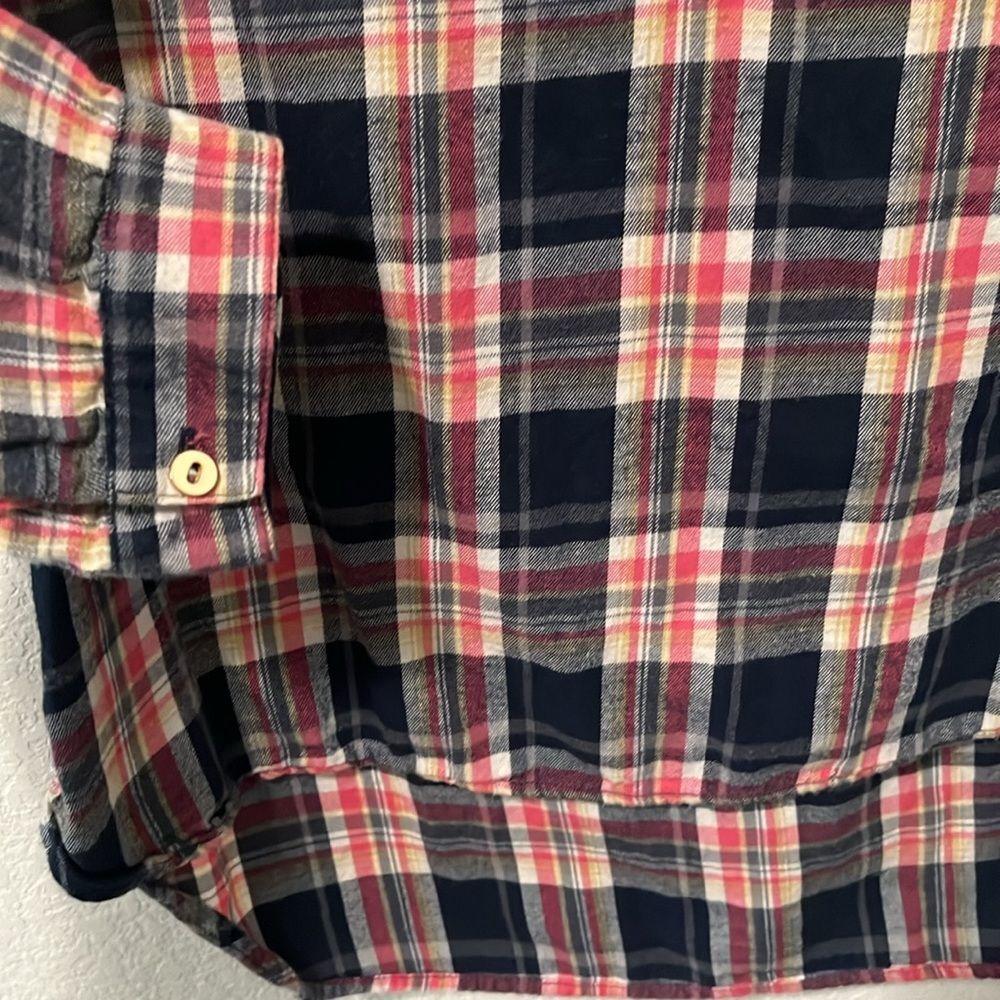 ANTHROPOLOGIE Isabella Sinclair Abilene Plaid Flannel Half Button Up, Size M - Picture 4 of 9